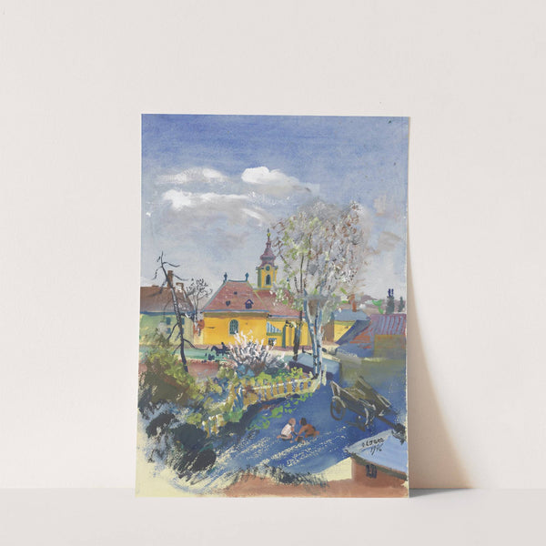 Frühjahr 1946 in Ober St. Veit (Blick auf die Pfarrkirche) (1946) by Oskar Laske