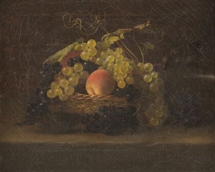 Fruit still life with sparrows