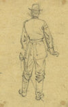 Full-length rear view of standing officer
