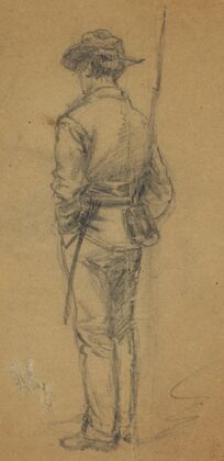 Full-length sketch of soldier