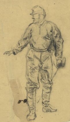 Full length sketch of soldier