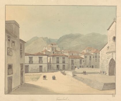 Funchal, Madeira; A Square with a Church