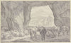 Fünf Ochsen, vier Schafe und zwei Ziegen bei dem schlafenden Hirten in einer Höhle