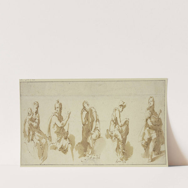 Fünf sitzende allegorische Figuren by Jan de Bisschop