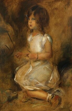Gabriele Lenbach im Grase knieend (1902-1903)