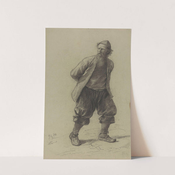 Gående mann med lue og skjegg (1875) by Adolph Tidemand