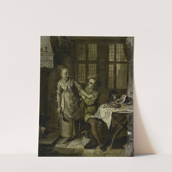 Gallant Scene in a Kitchen Interior by Willem Joseph Laquy