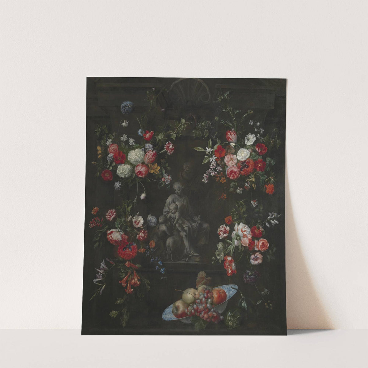 Garland as a frame around The Holy Family by Frans Ykens