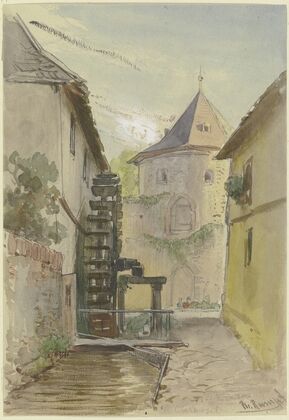 Gässchen mit Rückseite einer Mühle