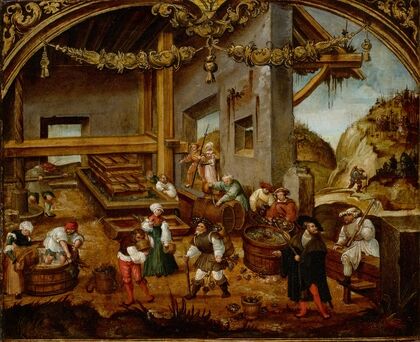 Gathering Grapes and Making Wine; September from a cycle of the labours of the months