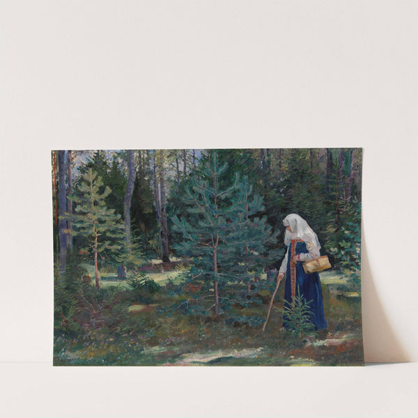 Gathering mushrooms in the forest (1927) by Sergei Arsenevich Vinogradov