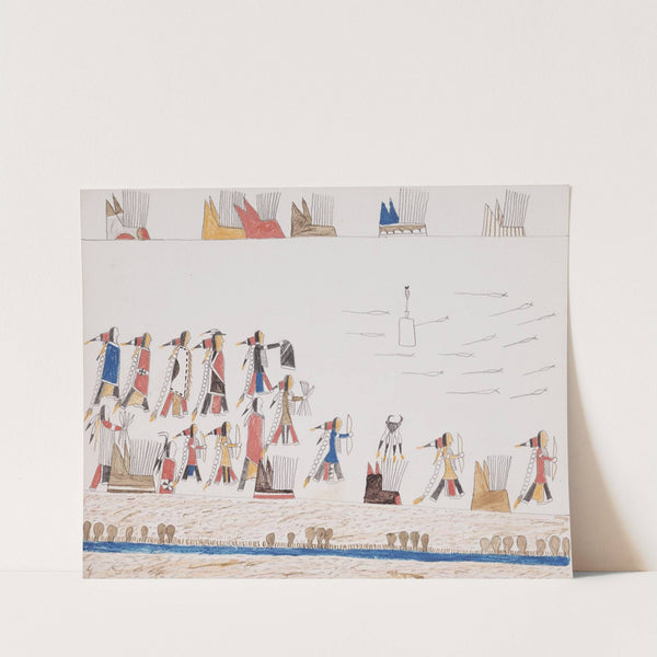 Gathering of Indians for archery practice by Howling Wolf