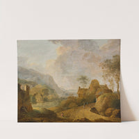 Gebirgslandschaft mit Fluss und Bauernhof by Christian Hilfgott Brand
