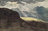 Gebirgslandschaft mit grellem Sonnenlicht