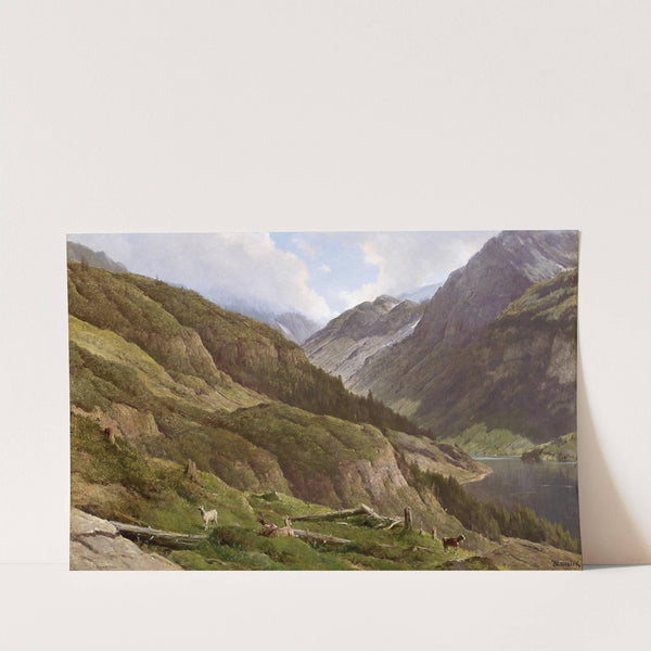 Gebirgslandschaft mit weidenden Ziegen by Anton Hlavacek