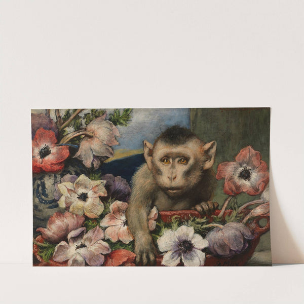 Geburtstagsblumen (Affe mit Anemonen) (1890) by Gabriel von Max