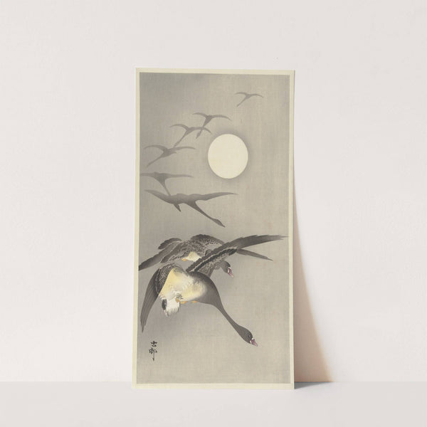 Geese at full moon by Ohara Koson