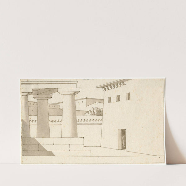 Gefantaseerde binnenplaats met dorische zuilenrij by David Humbert de Superville