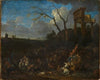 Gefecht vor der Ruine eines antiken Tempels