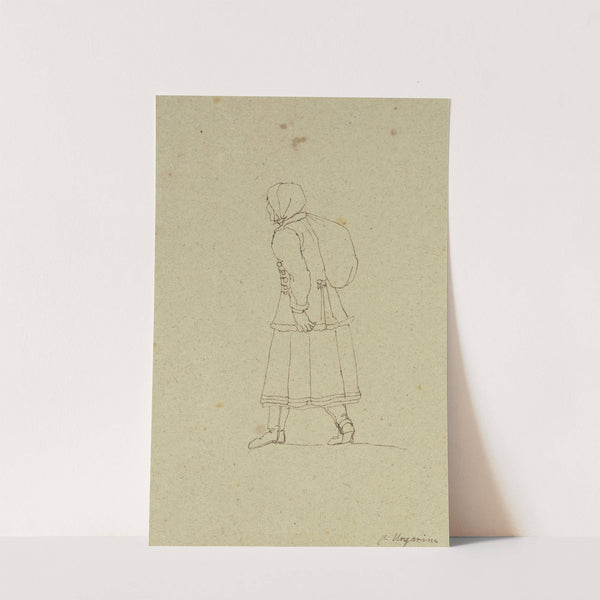 Gehende Ungarin mit einem Sack auf dem Rücken, in Rückenansicht by Franz Pforr