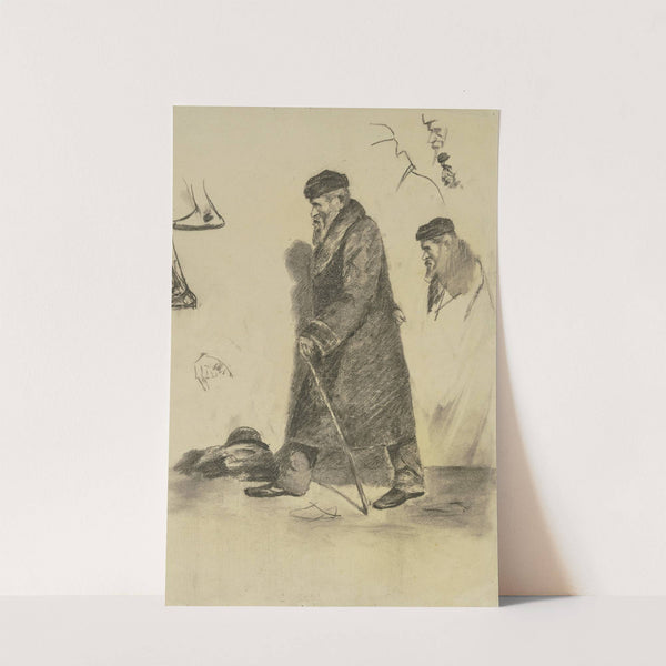 Gehender Mann in Mantel und Pelzmütze by Louis Eysen