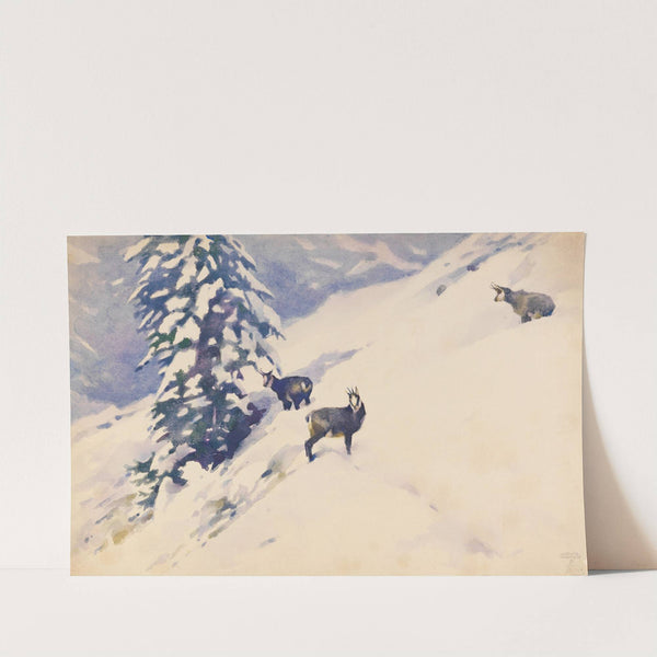 Gemsen im Schnee (1925) by Ludwig Hohlwein