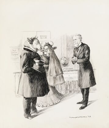 General Corbin and General Eagan depicted as funeral home owners (1899)