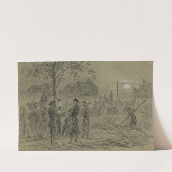 General Warren fortifying his lines on the Weldon road by Alfred Rudolph Waud