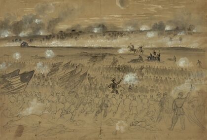 Genl. Humphreys charging at the head of his division after sunset of the 13th Dec