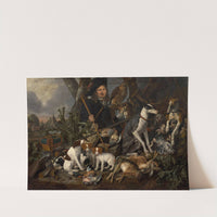Gentleman hunter with his pack of dogs and his hunting trophies by Carstiaen Luycks