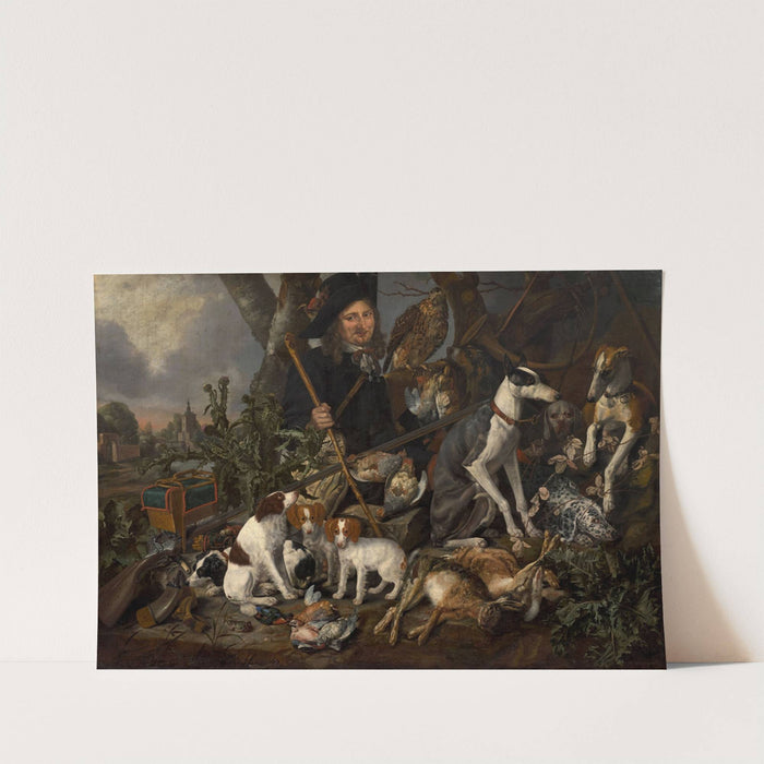Gentleman hunter with his pack of dogs and his hunting trophies by Carstiaen Luycks
