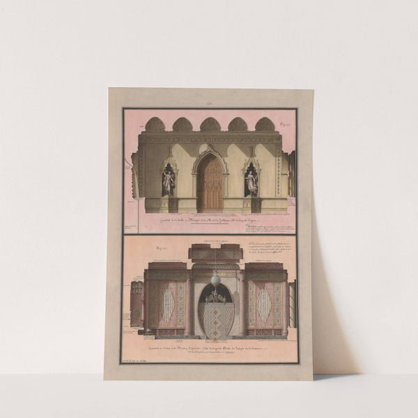 Géométral de la salle à manger de la maison gothique, côté de la porte d’ogive (1777-1825) by Jean Jacques Lequeu