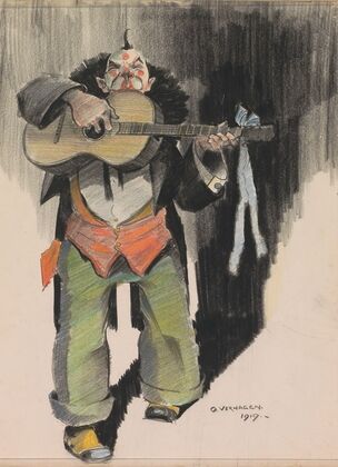 Geschminkte gitaarspelende man (1919)