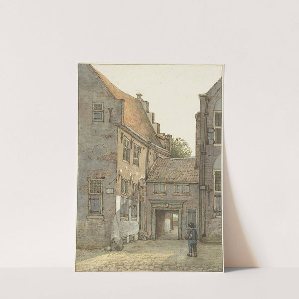 Gezicht op de ingang van de Latijnse school, de St. Hieronymusschool, aan de Kromme Nieuwegracht te Utrecht by Gerrit Lamberts