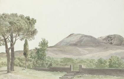 Gezicht op de Monto Rosso bij het klooster San Nicolo d’Arena dichtbij de plaats Nicolosi