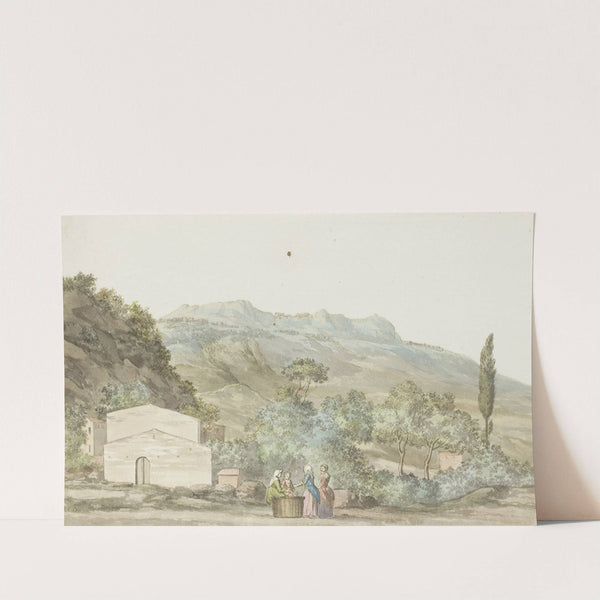 Gezicht op de stad en het theater van Toarmine vanaf balkon van herberg te Giardini (1778) by Abraham-Louis-Rodolphe Ducros