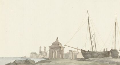Gezicht op de stad Molfetta aan de kust