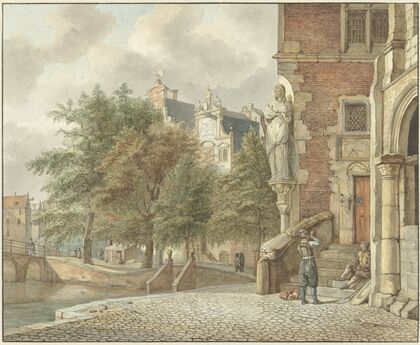 Gezicht op een stadsgracht after Jan van der Heyden