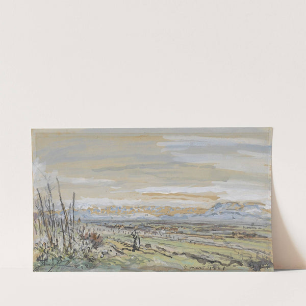 Gezicht op een vlak landschap (1881) by Johan Antonie de Jonge