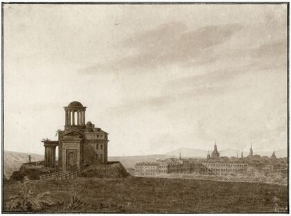 Gezicht op Madrid vanaf het Buen Retiro paleis