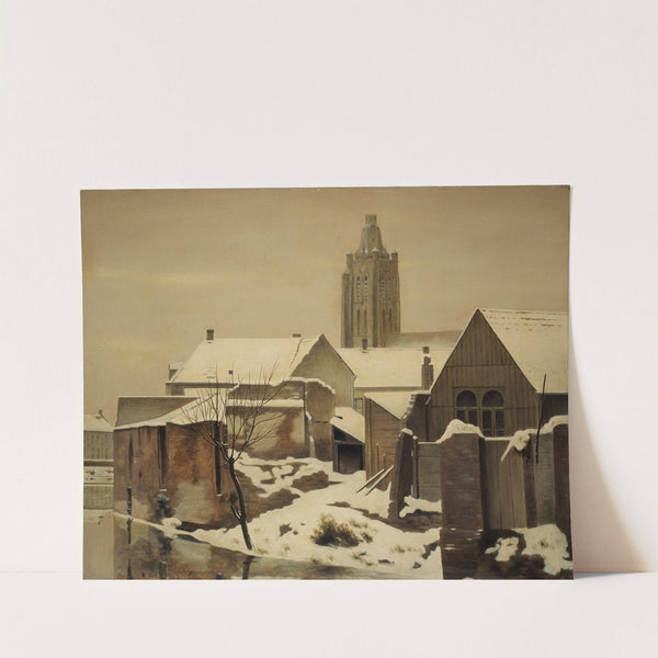 Gezicht op Oudenaarde in de sneeuw by Edmond Van de Vyvere