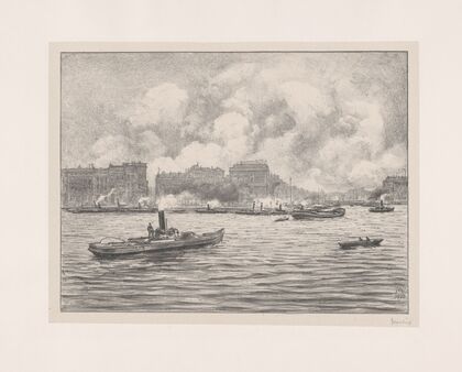 Gezicht op Rotterdam vanaf het water. (1910)