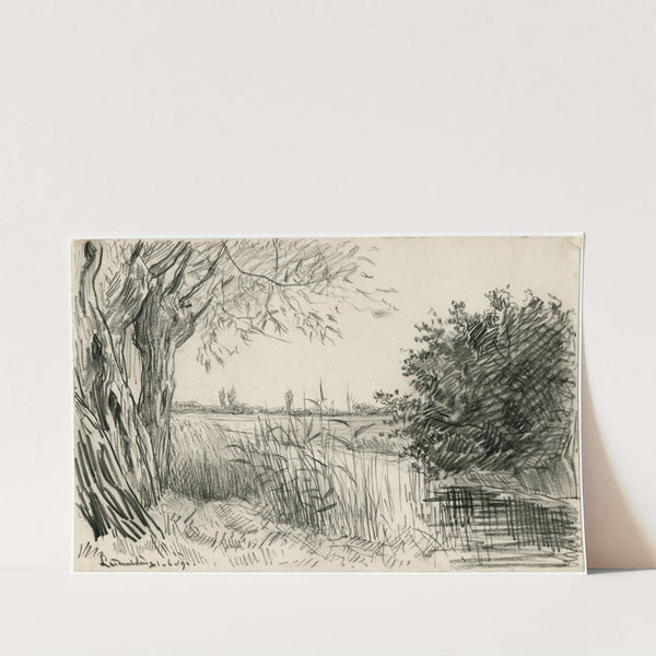 Gezicht op sloot en weilanden bij Leimuiden (1894) by Frans Smissaert