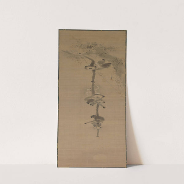 Gibbons Reaching for the Moon (1600s) by Kano Tan’yū