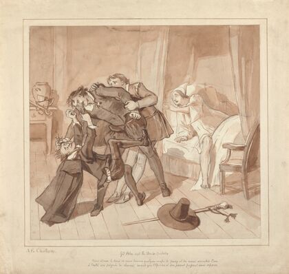 Gil Blas, While Practising Medicine under Dr. Sangrado, Encounters Dr. Cuchillo at the Bedside of the Grocer