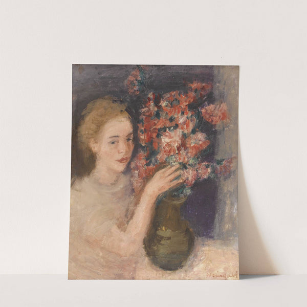 Girl At A Table With Flowers by Joachim Weingart