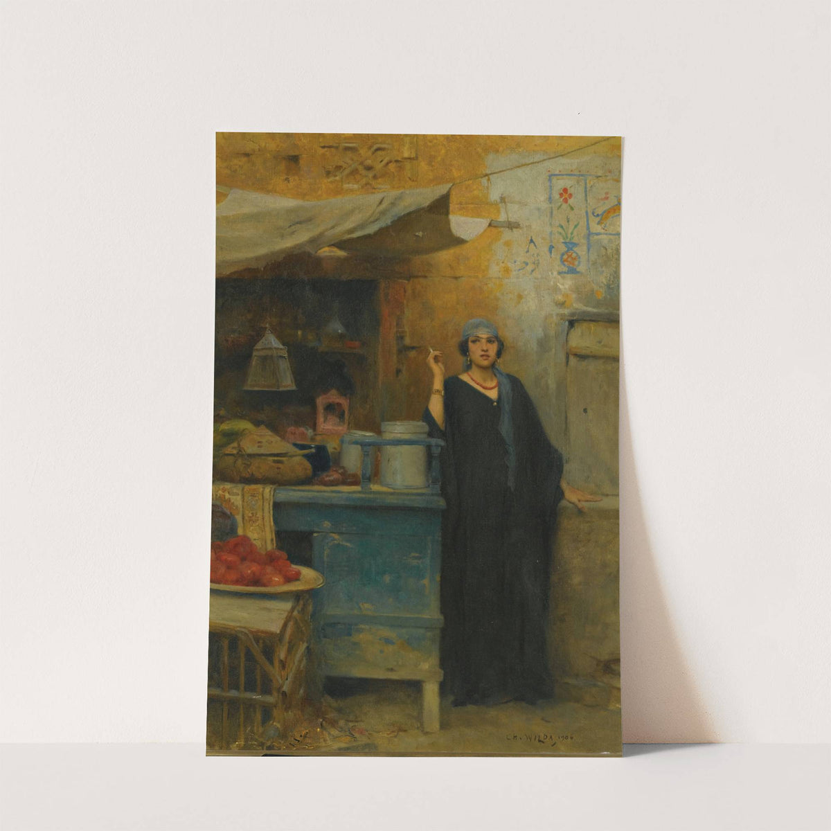 Girl By a Market Stall by Charles Wilda