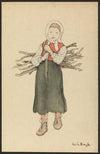 Girl carring a stick bundle