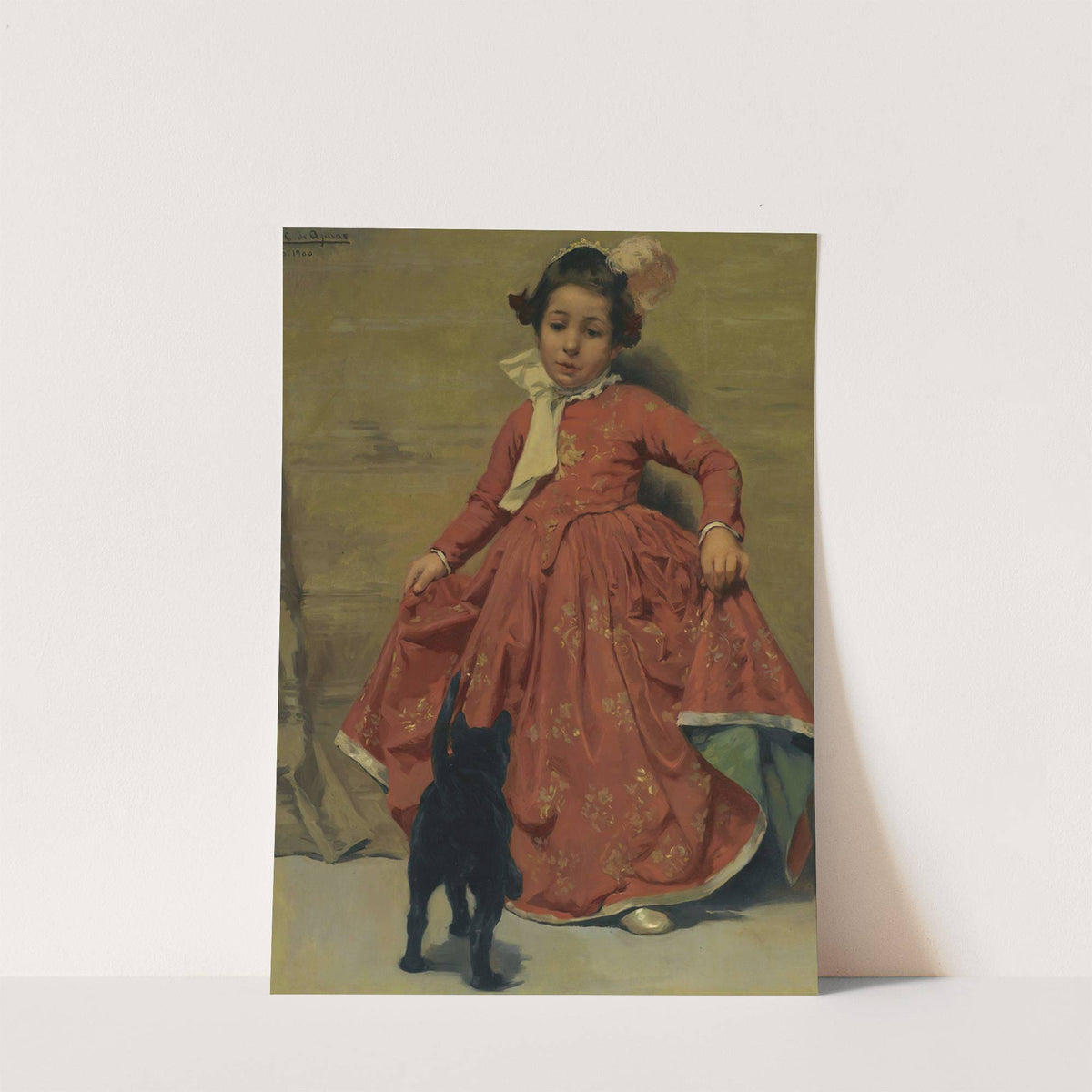Girl dancing for her cat by Andrés Parladé y Heredia