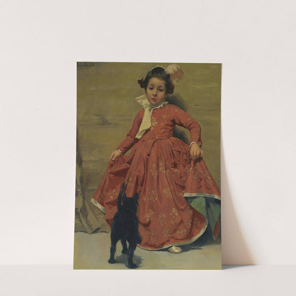 Girl dancing for her cat by Andrés Parladé y Heredia